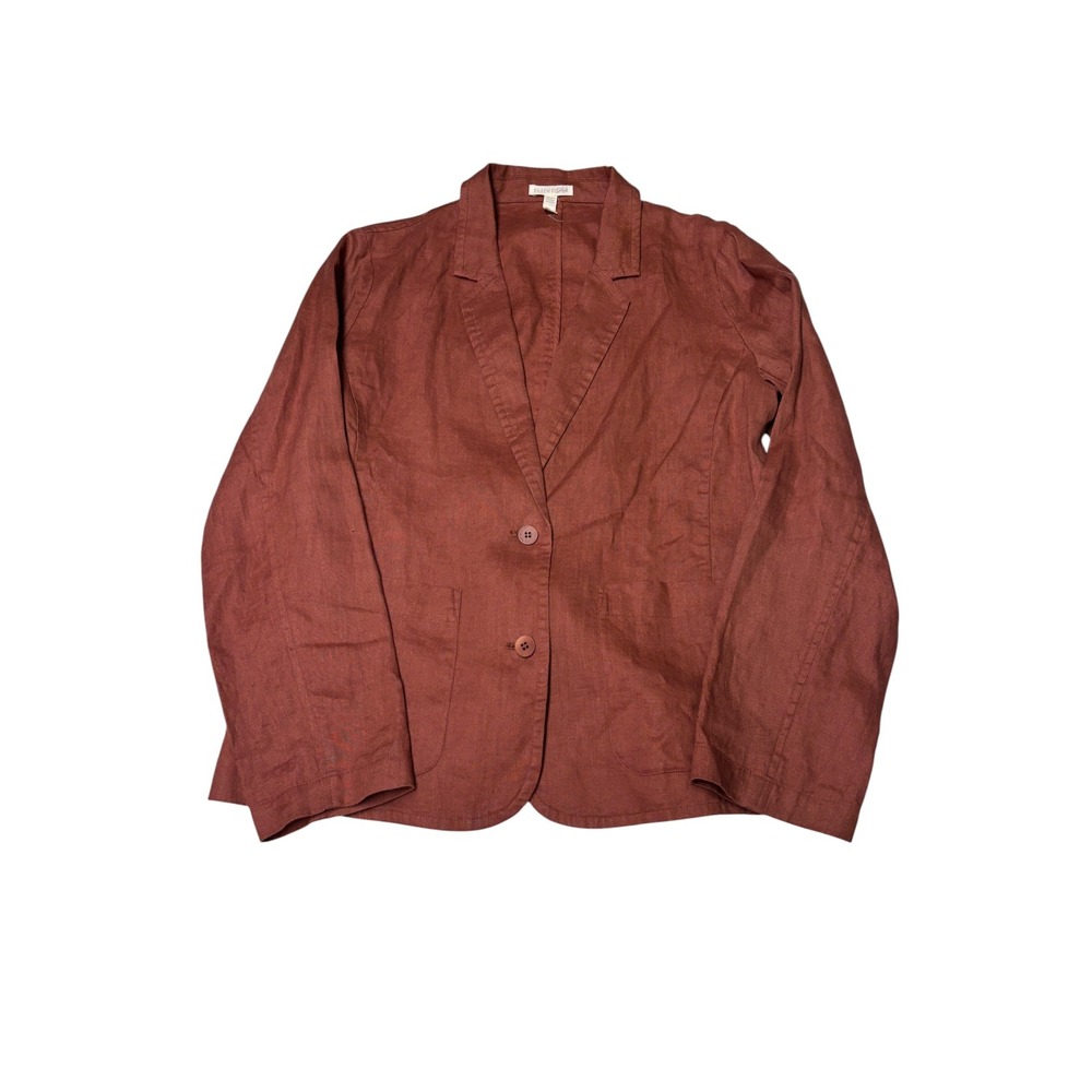 Eileen Fisher Organic Linen Blazer Jacket Rust Terracotta Womens Size Small S/P